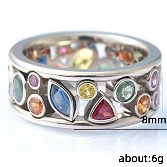 🔥 Colorful Stones and Zircon Charming Eternity Ring for Women, PD373 - Picture 6 of 6